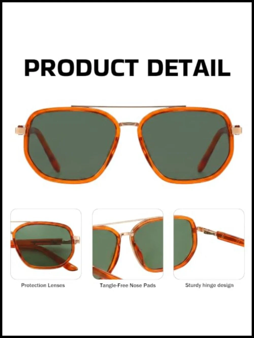 Polarized Aviator Sunglasses UV400 TR90 Frame Double Bridge Pilot Shades for